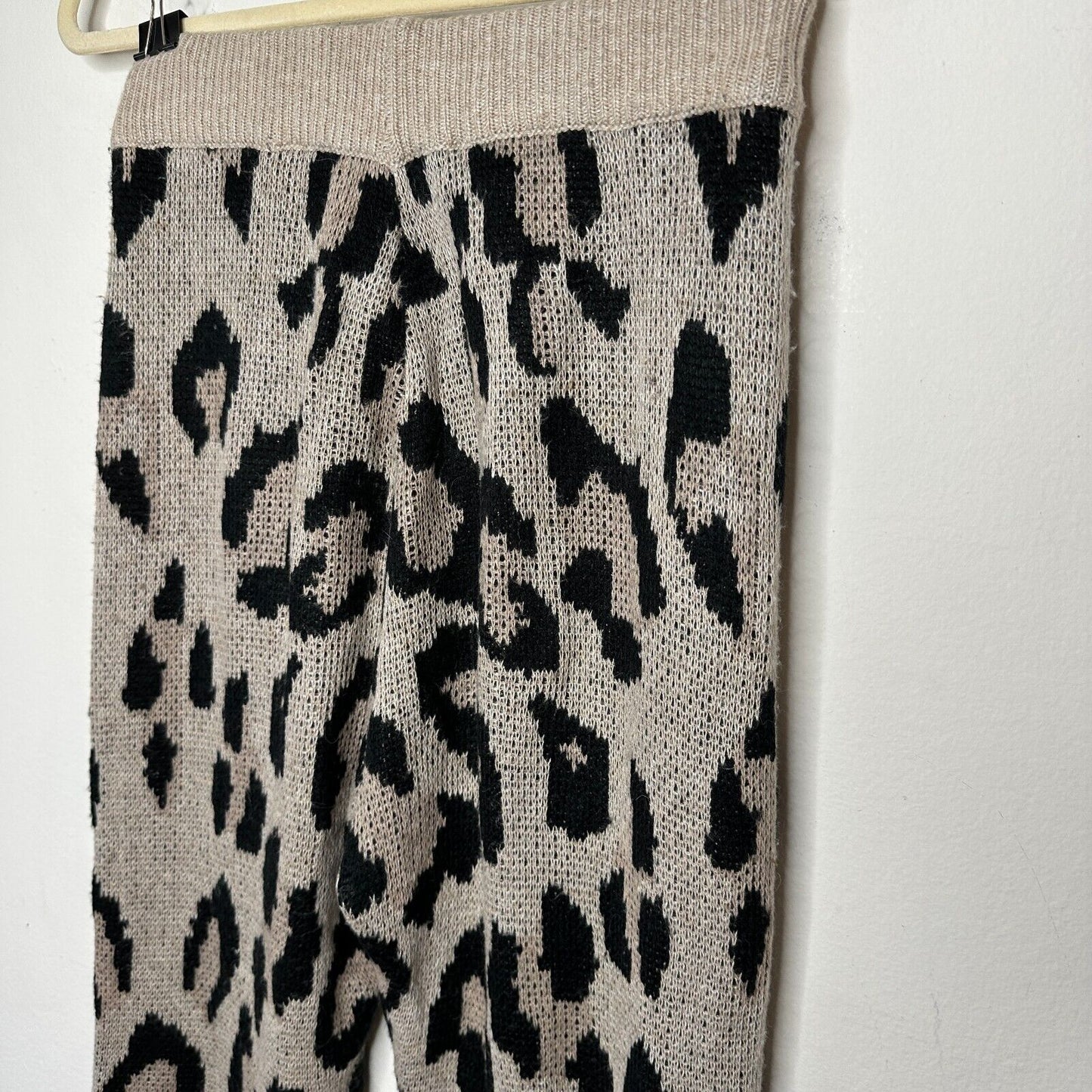 Olivaceous Tan Black Cheetah Print Jogger Pajama Pant Wide Drawstring Waist L
