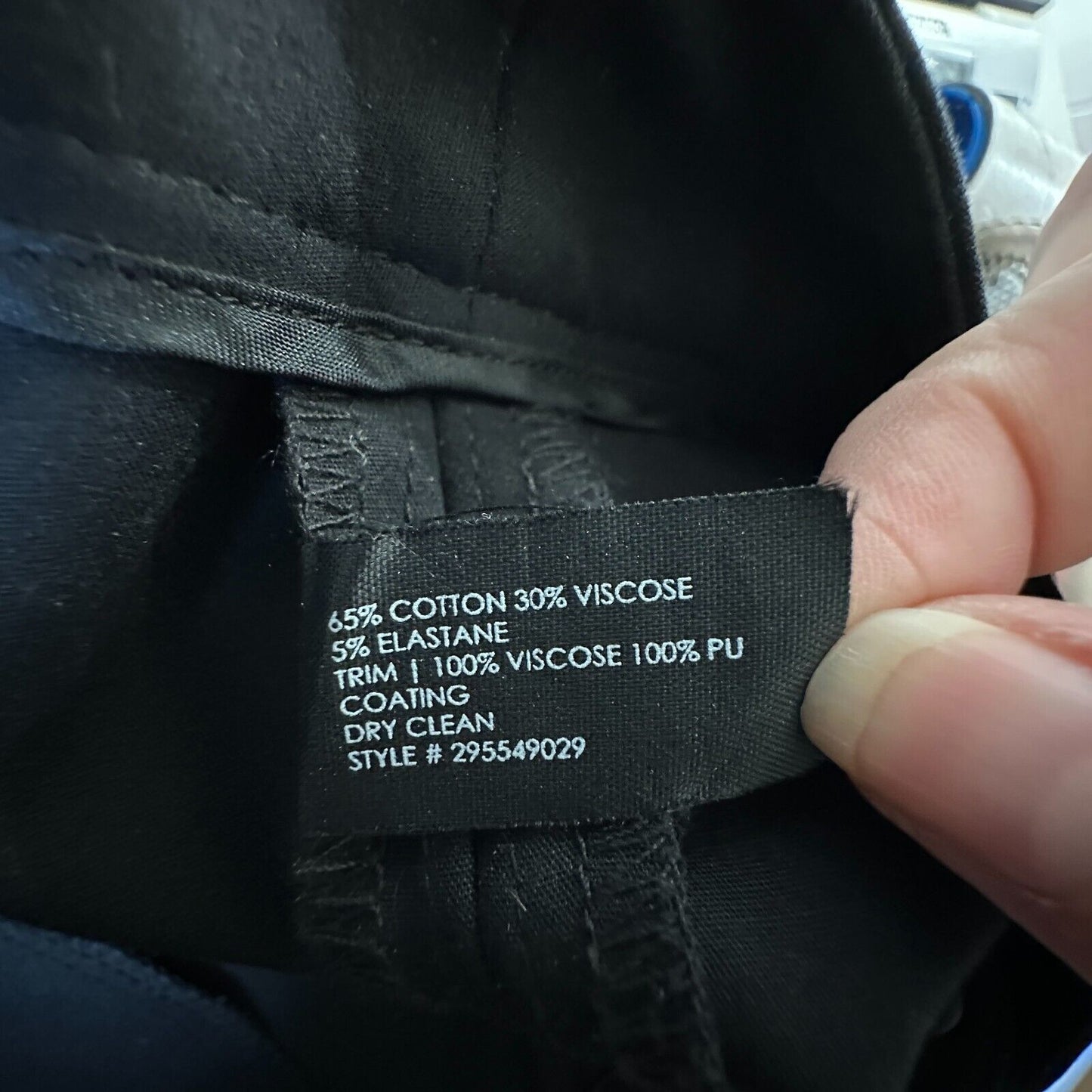 Club Monaco Black Straight Leg Leather Trimmed Zip & Pockets Trouser Pants 10