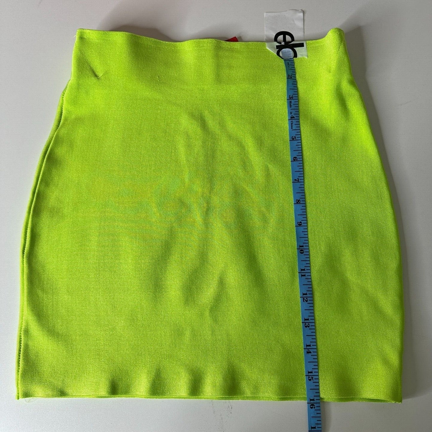 Wow Couture Fluorescent Lime Yellow Green Bandage High Waist Bodycon Mini M