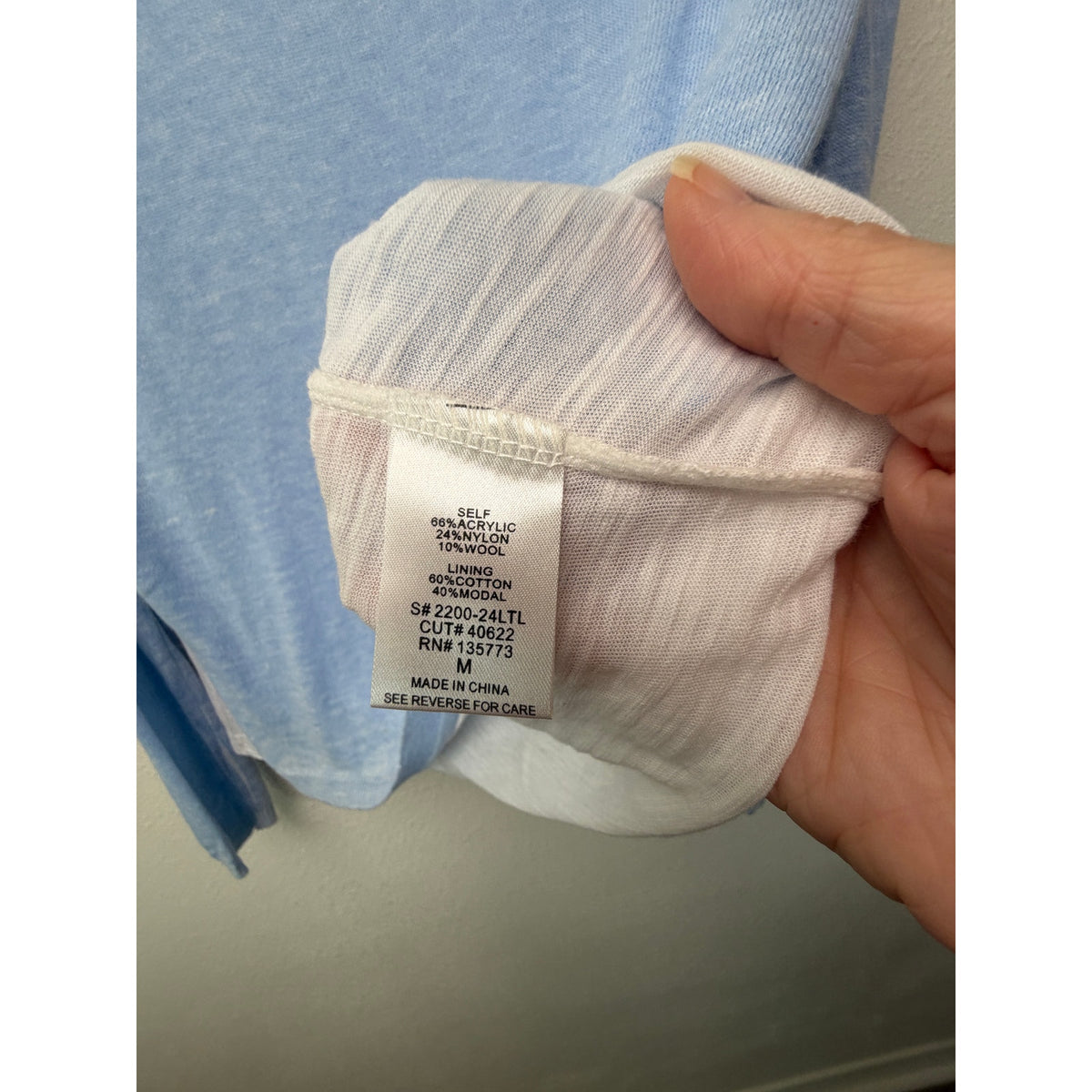 Nati Blue White Layered Knit Sweater Women M