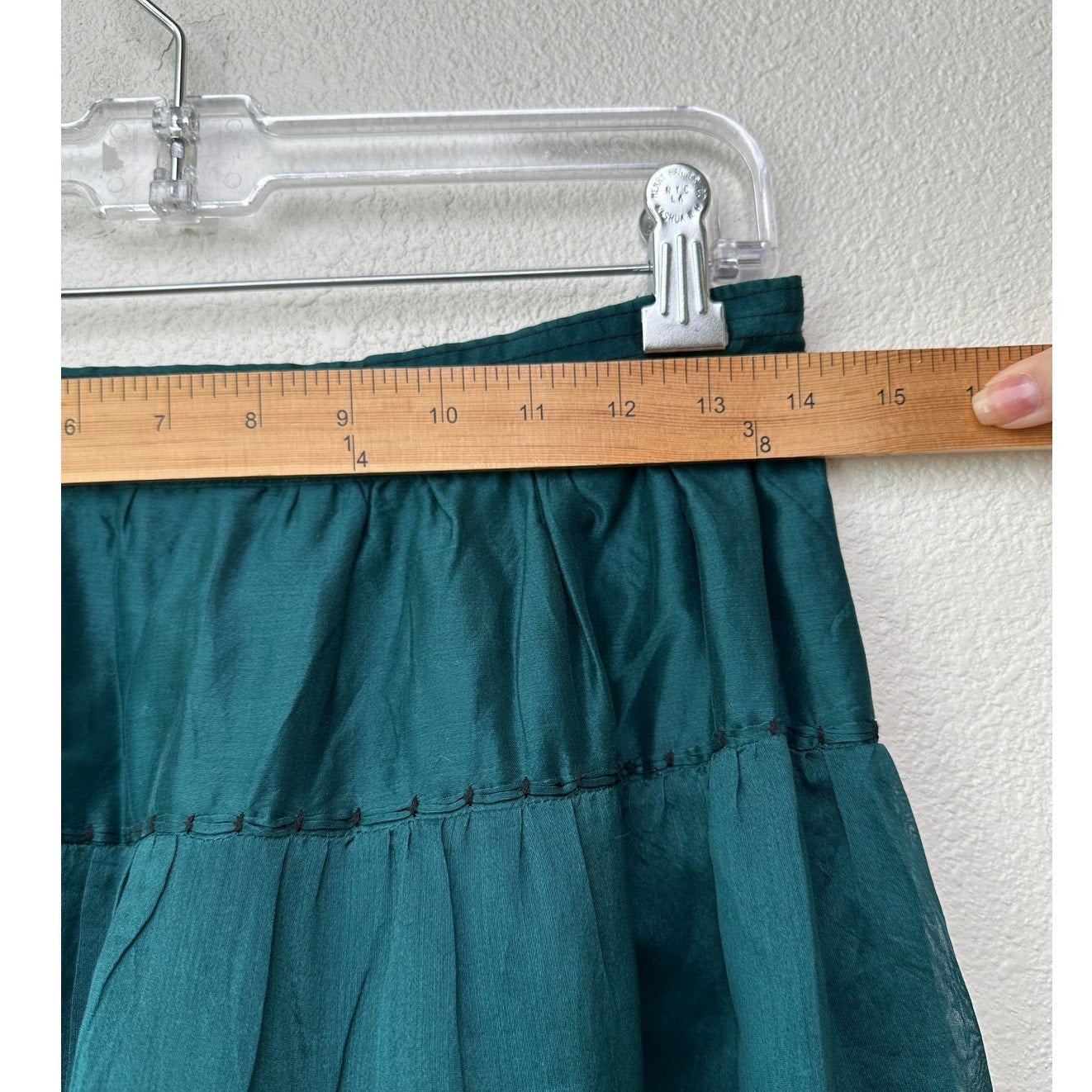 Ulla Johnson emerald green tiered prairie skirt women’s 6 silk-cotton lined