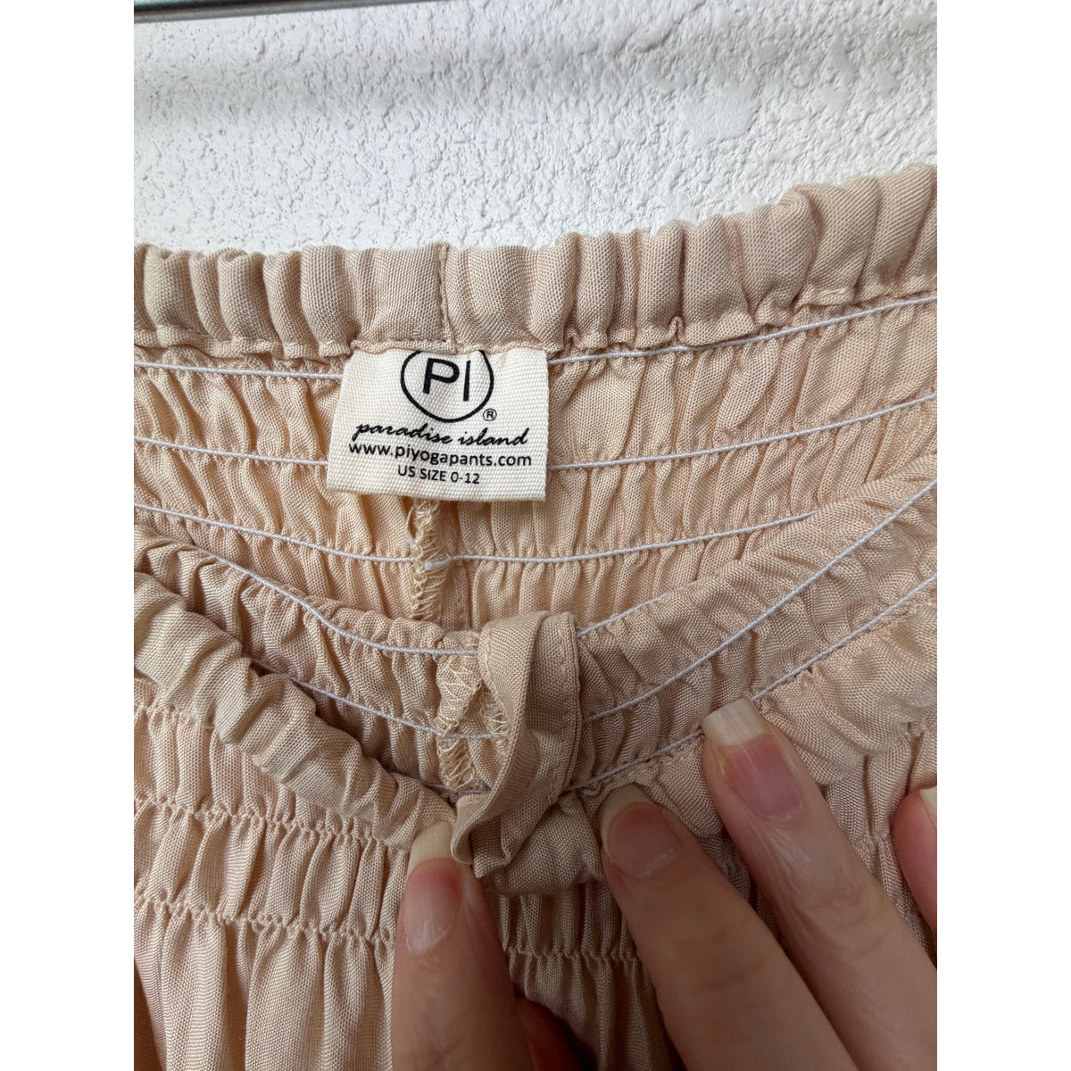 PIYOGA Beige Smocked Palazzo Pants Women US 0-12