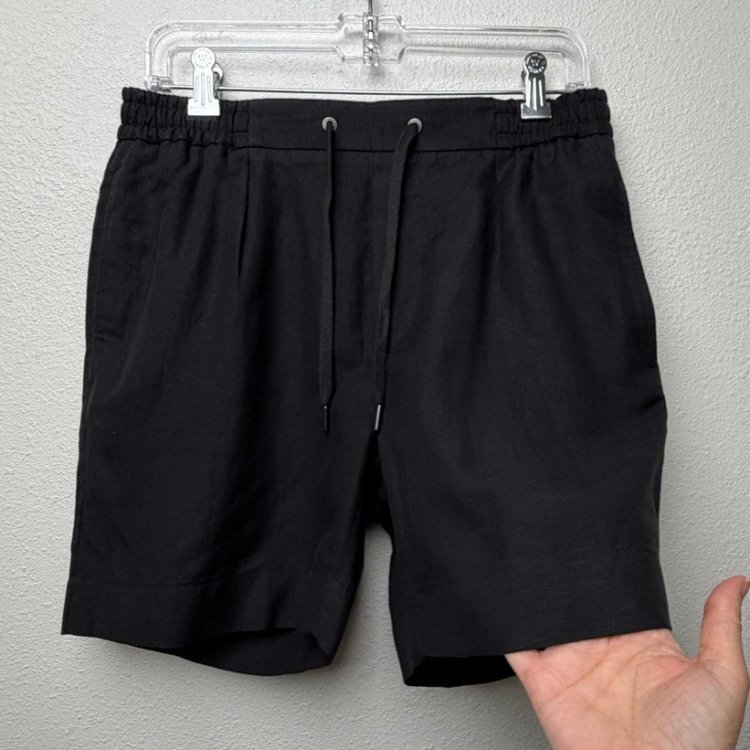 Ralph Lauren Purple Label Black Linen Pleated Drawstring Shorts Men's US M