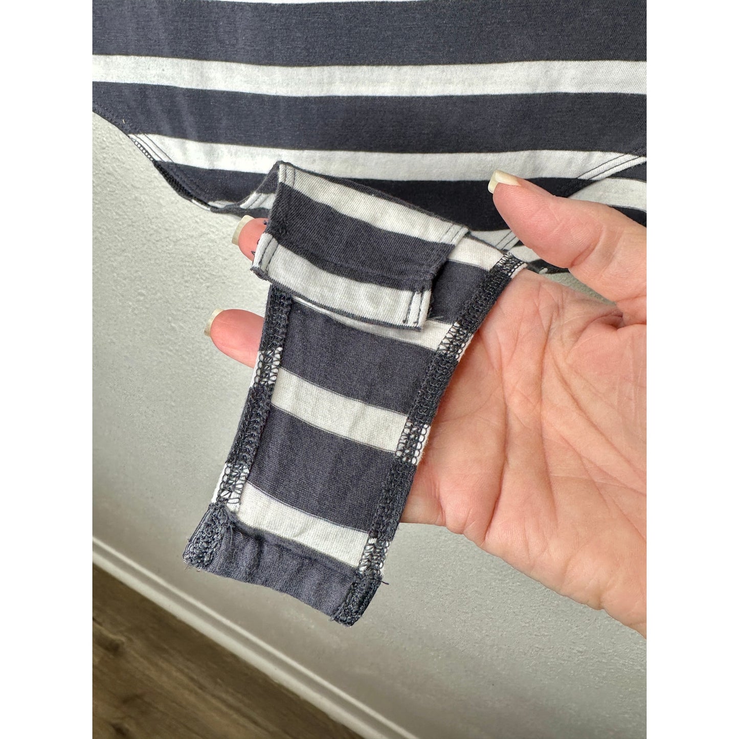 Abound Gray & White Stripe Sleeveless Mock Neck Bodysuit L