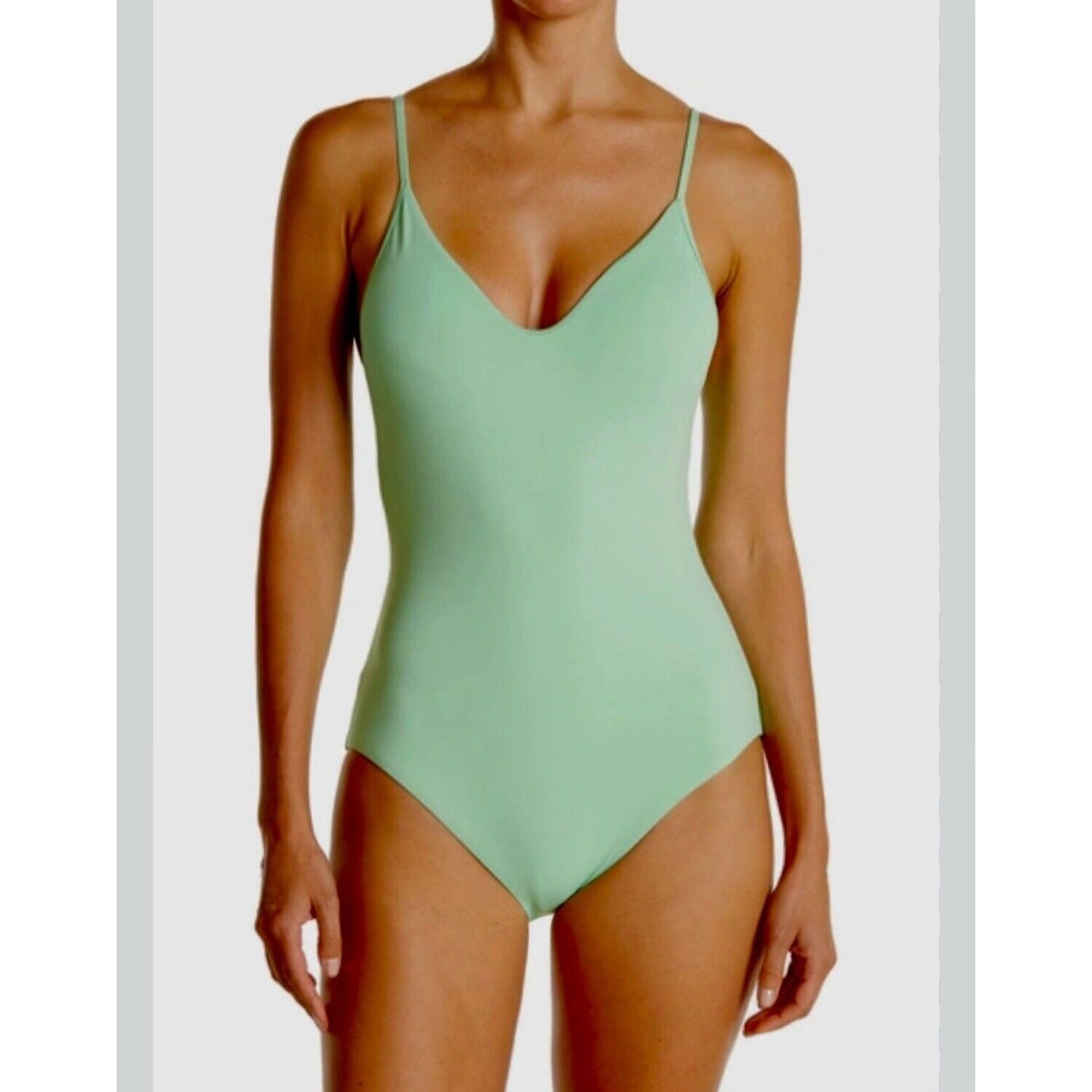 Becca Mint Green Scoop Neck Spaghetti Strap Back Tie Bathing Suit Large