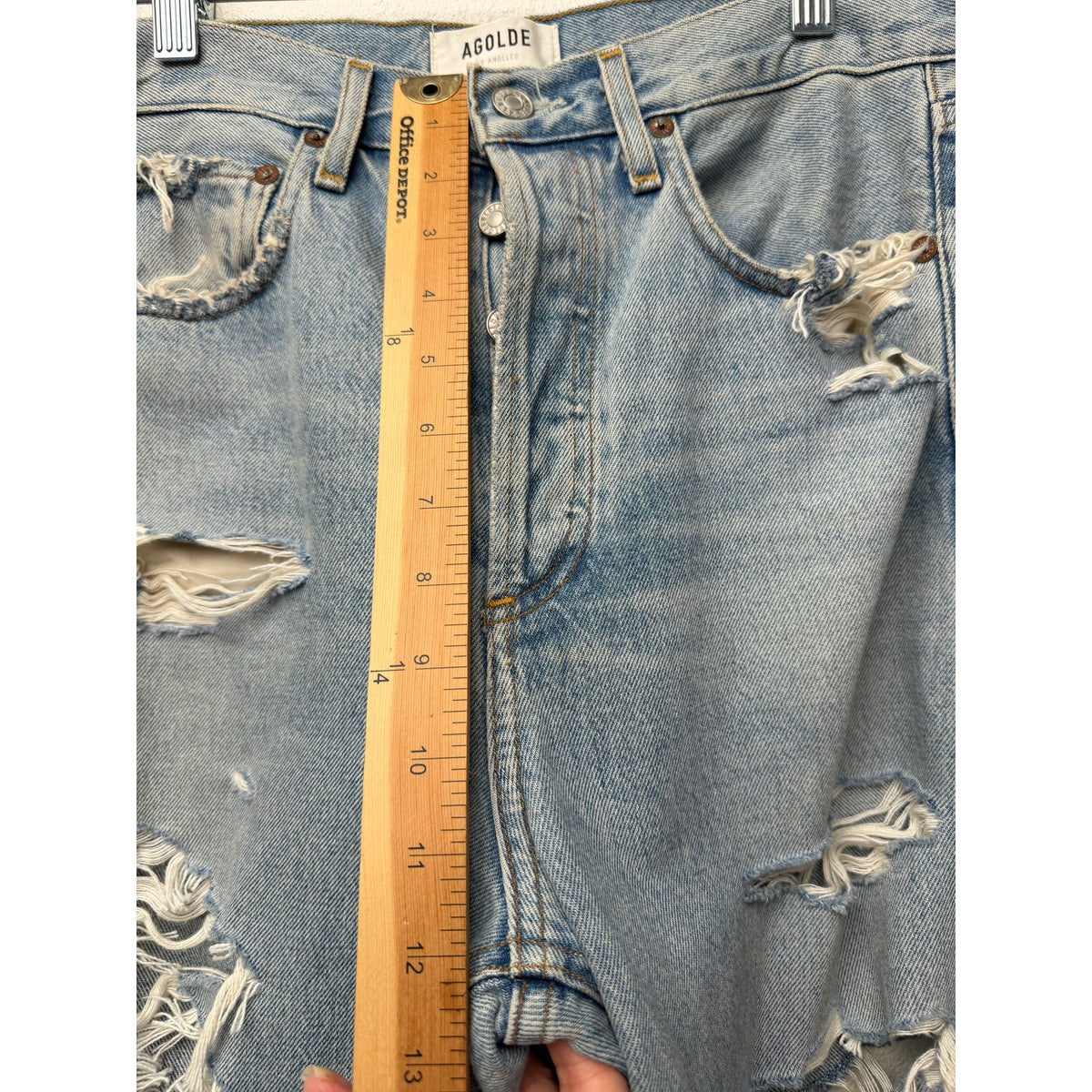 AGOLDE Light Blue Distressed Straight Jeans Women 26