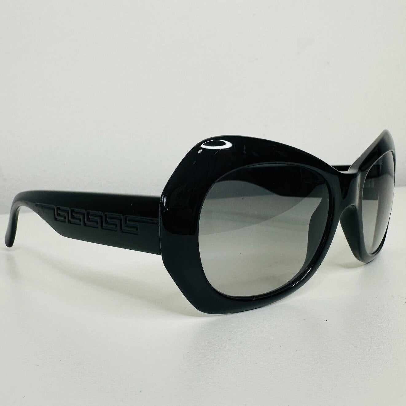 Vintage 80's Versace Black Modified Cat Eye Gray Lense Sunglasses MOD737COL852