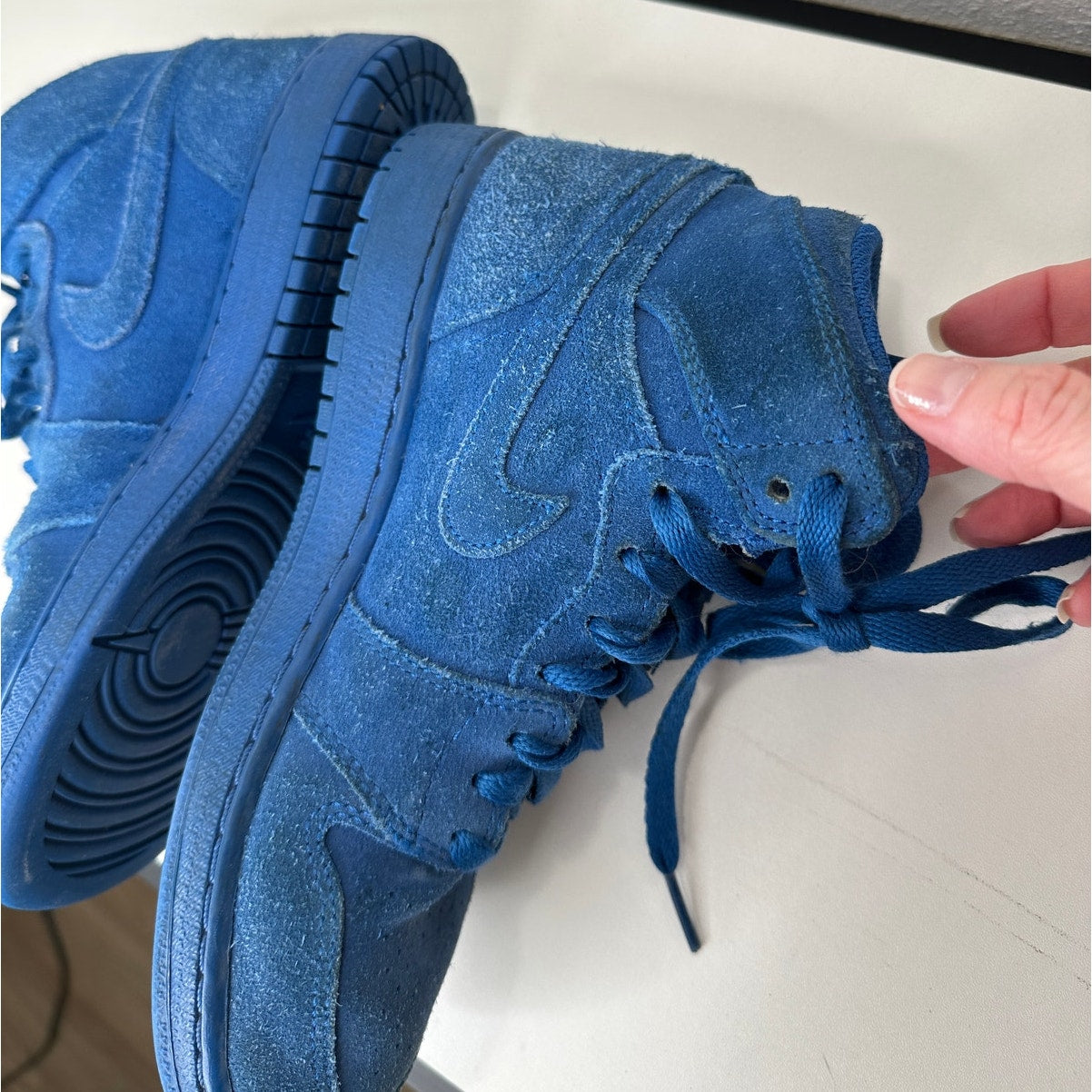 Nike Air Jordan 1 Retro High Top Blue Suede Sneaker 4 Youth