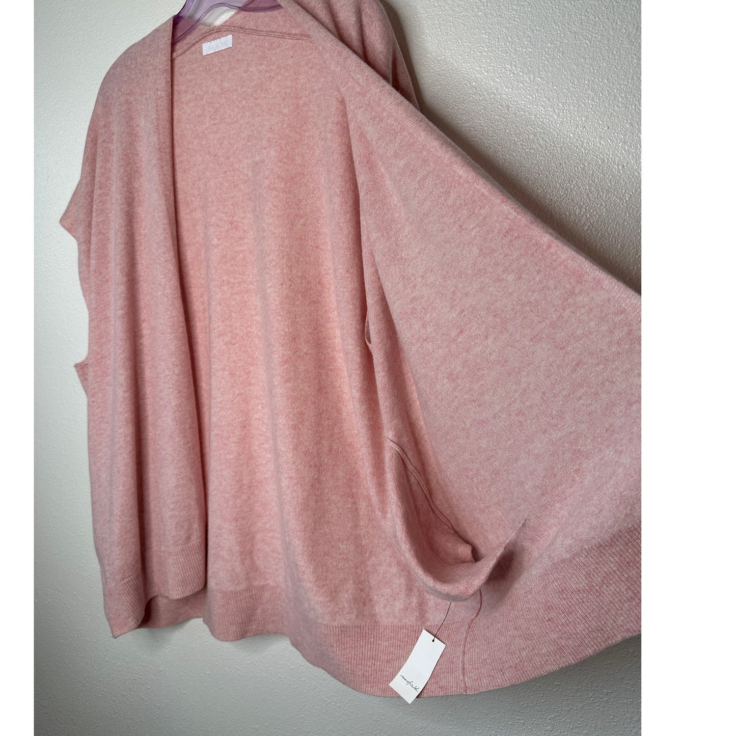 NWT Sablyn Peony Pink Rooney Shawl 100% Cashmere Open Front Sweater Vest S
