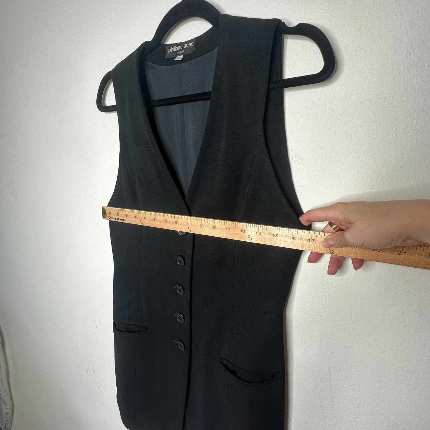 Philippe Adec Paris V-Neck Sleeveless Button Front Vest Dress 6