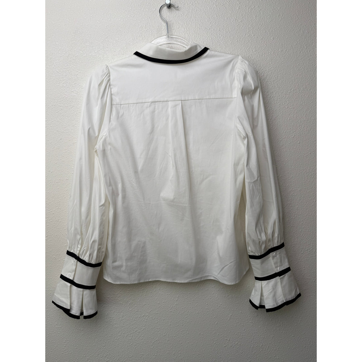 Alice + Olivia White Black Bow Tie Blouse Women S