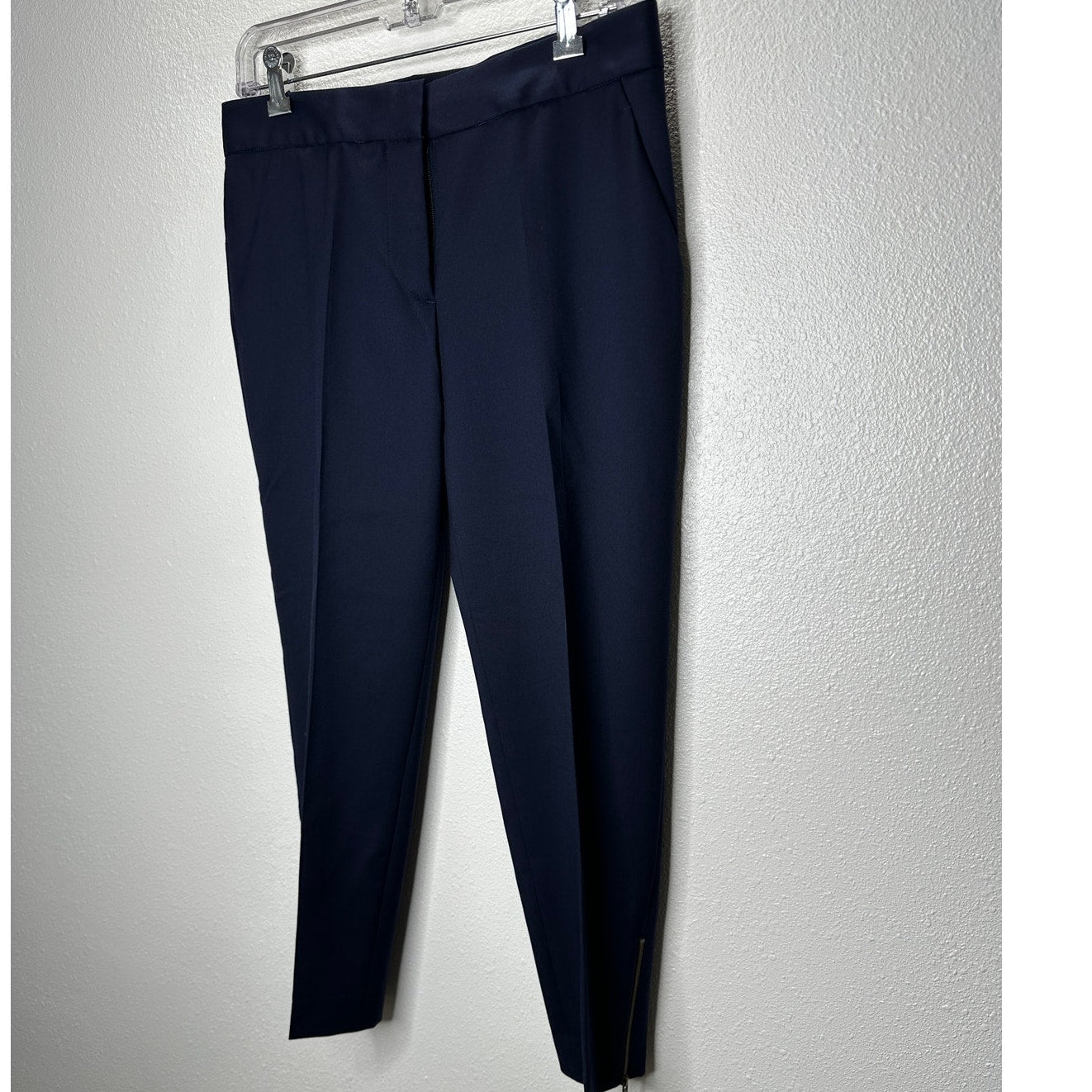 Stella McCartney Navy Vivian Wool Tapered Leg Zip Ankle Trouser Pant 40 / M