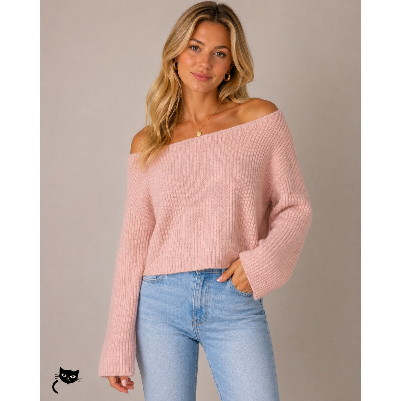 Lovers + Friends Pink Alayah Off Shoulder Long Sleeve Sweater S