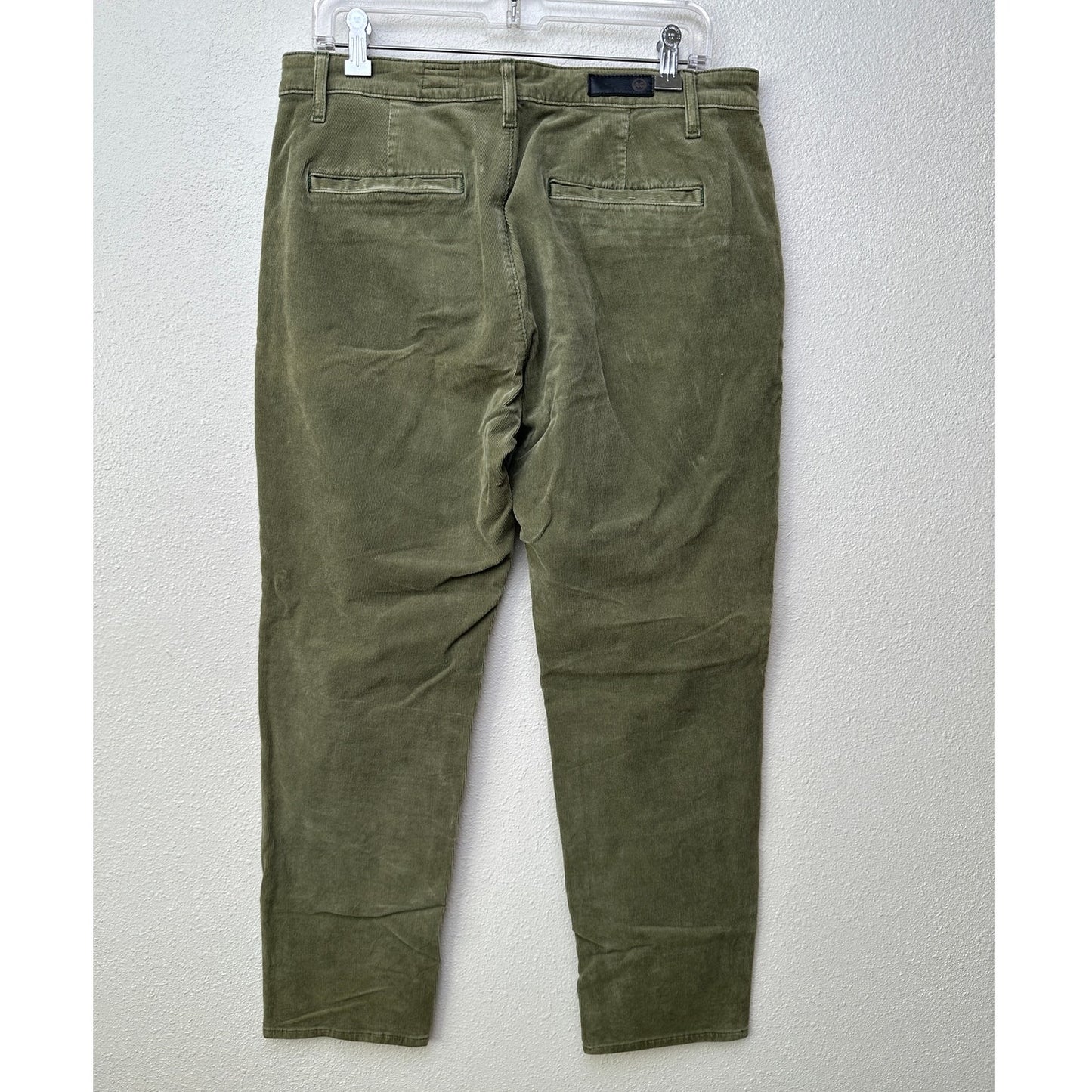 AG Adriano Goldschmied Caden Tailored Corduroy Trousers Olive Green Women’s 31R