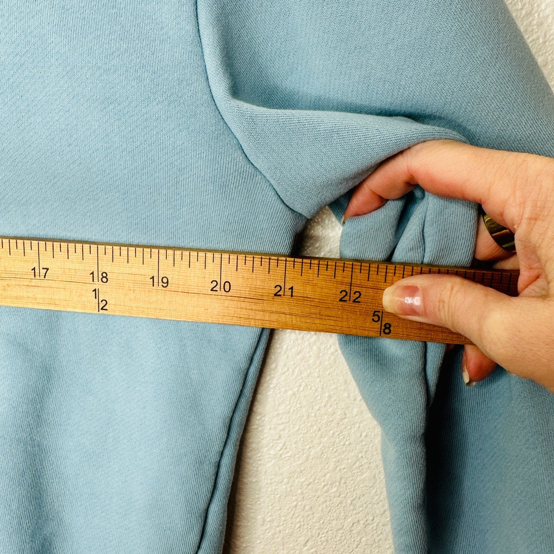 Pangaia Light Blue Long Sleeve Raw Cut Cropped Hem Round Neck Sweater S
