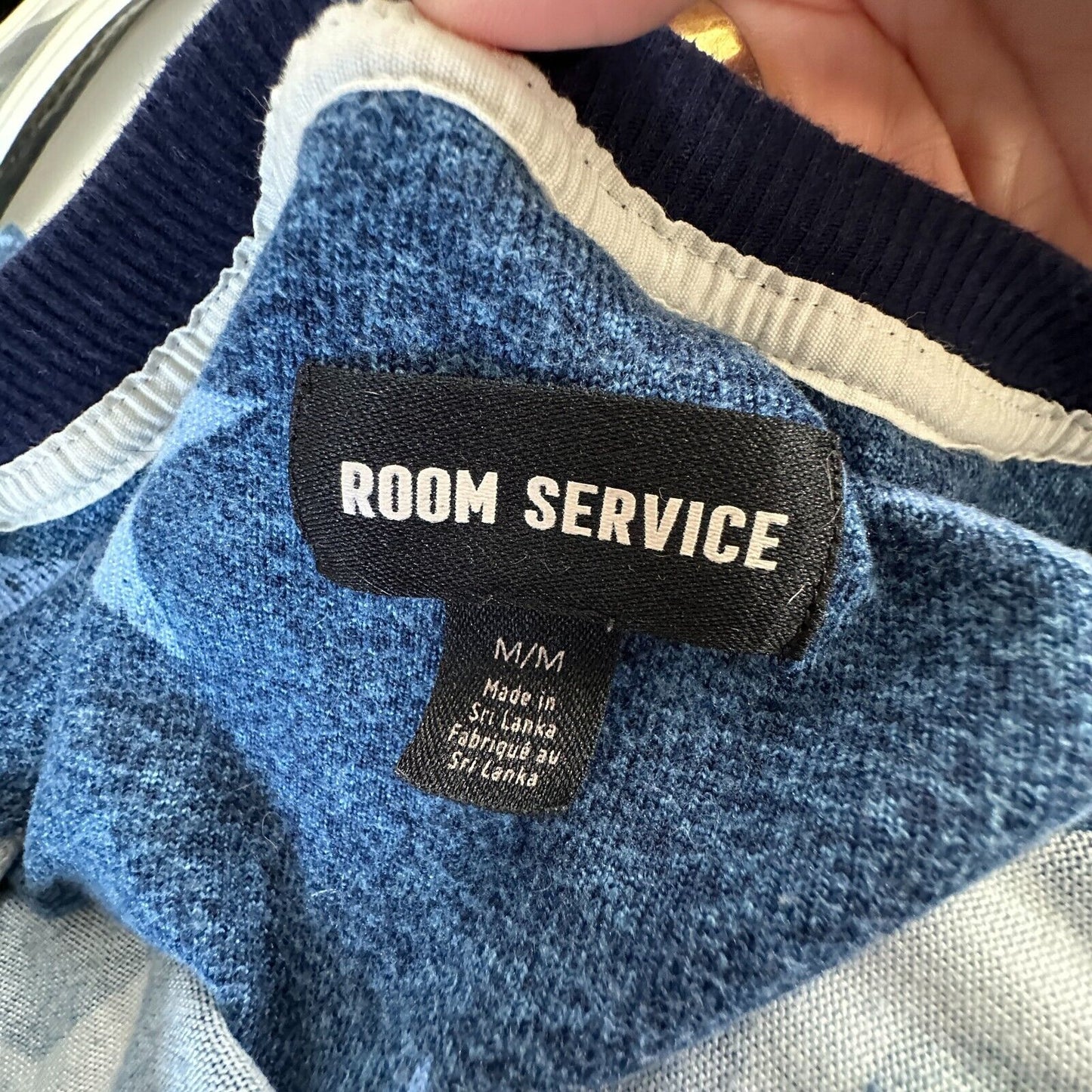 Room Service Blue Star Print 3/4 Sleeve Light Sweater and Drawstring Joggers M