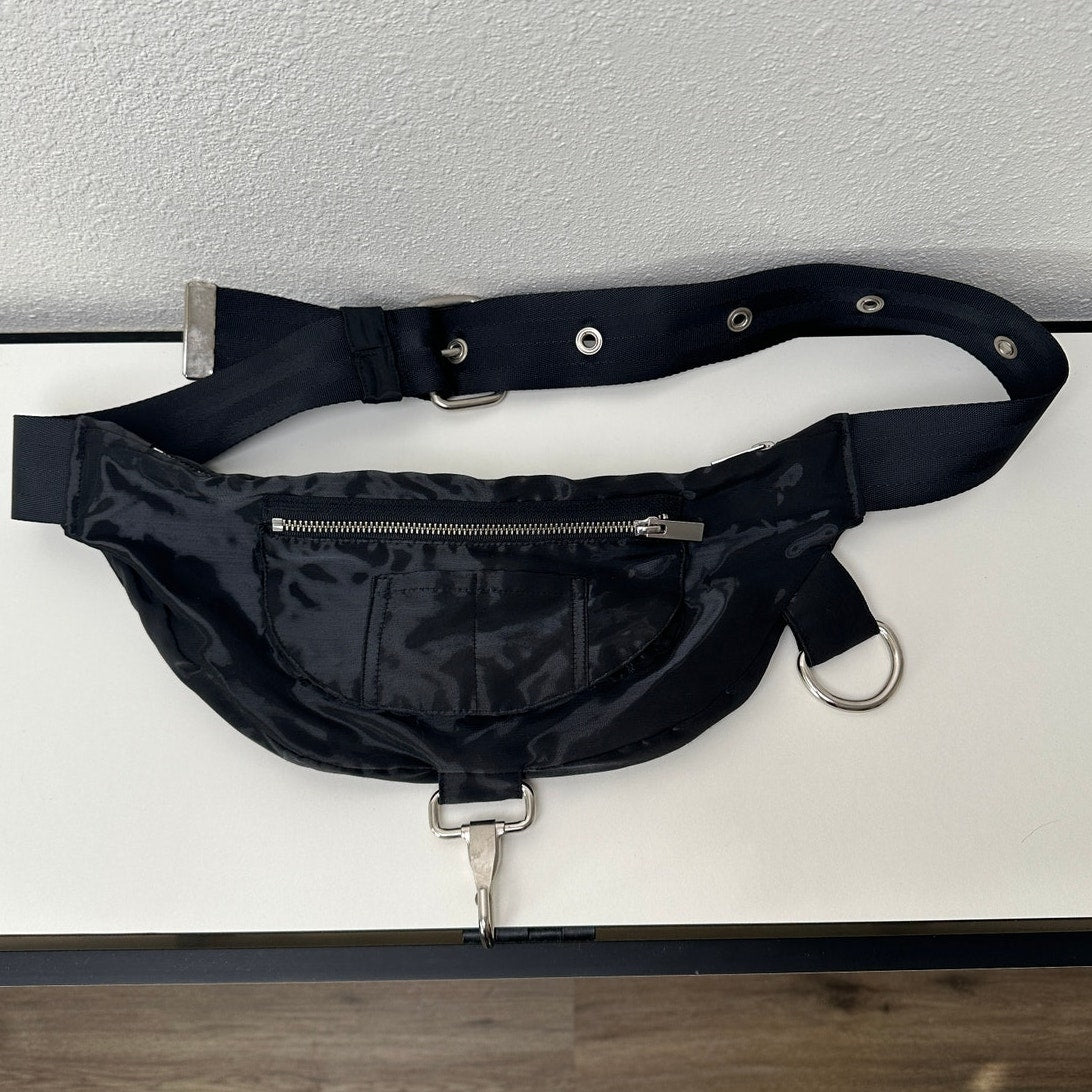Strike Oil Shiny Canvas Belted Felt Fanny Pack