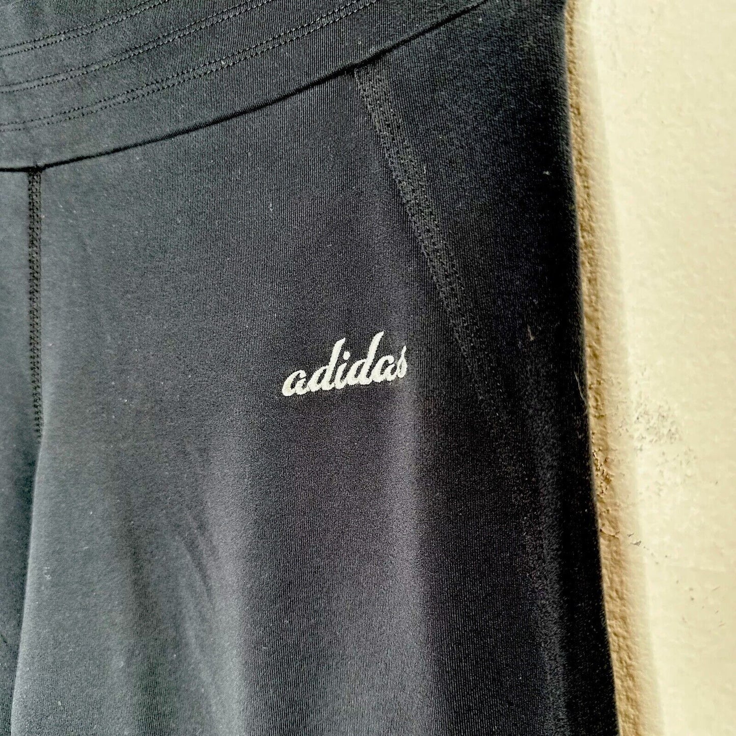 Adidas 3 Stripe Black Stretch Comfortable Capri Wide Leg Cropped Pants Medium