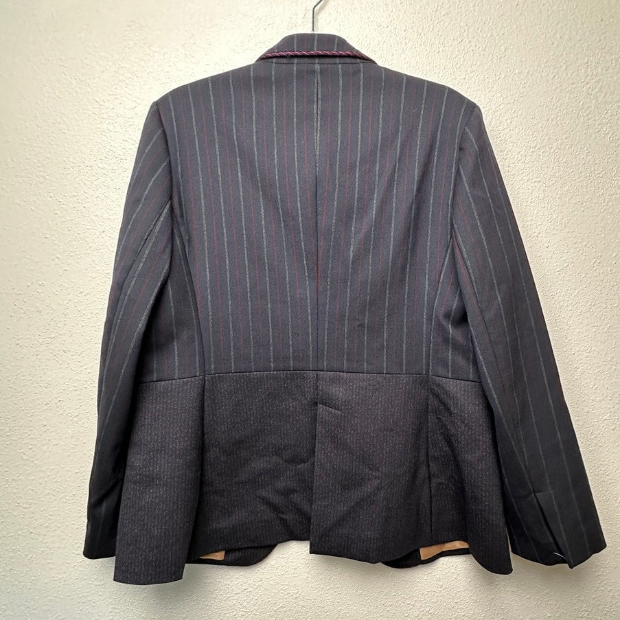Piazza Sempione Colorblock Pinstripe Blazer Black/Red Women US 12