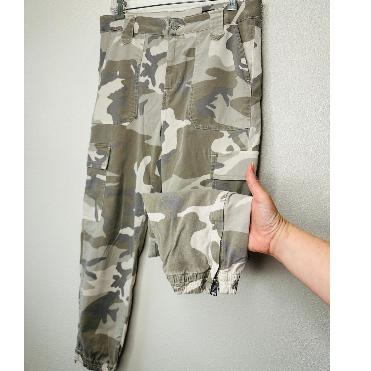 Allsaints Tan & Green Camo Nola Cargo Jogger Zip Ankle Trouser Pant 29