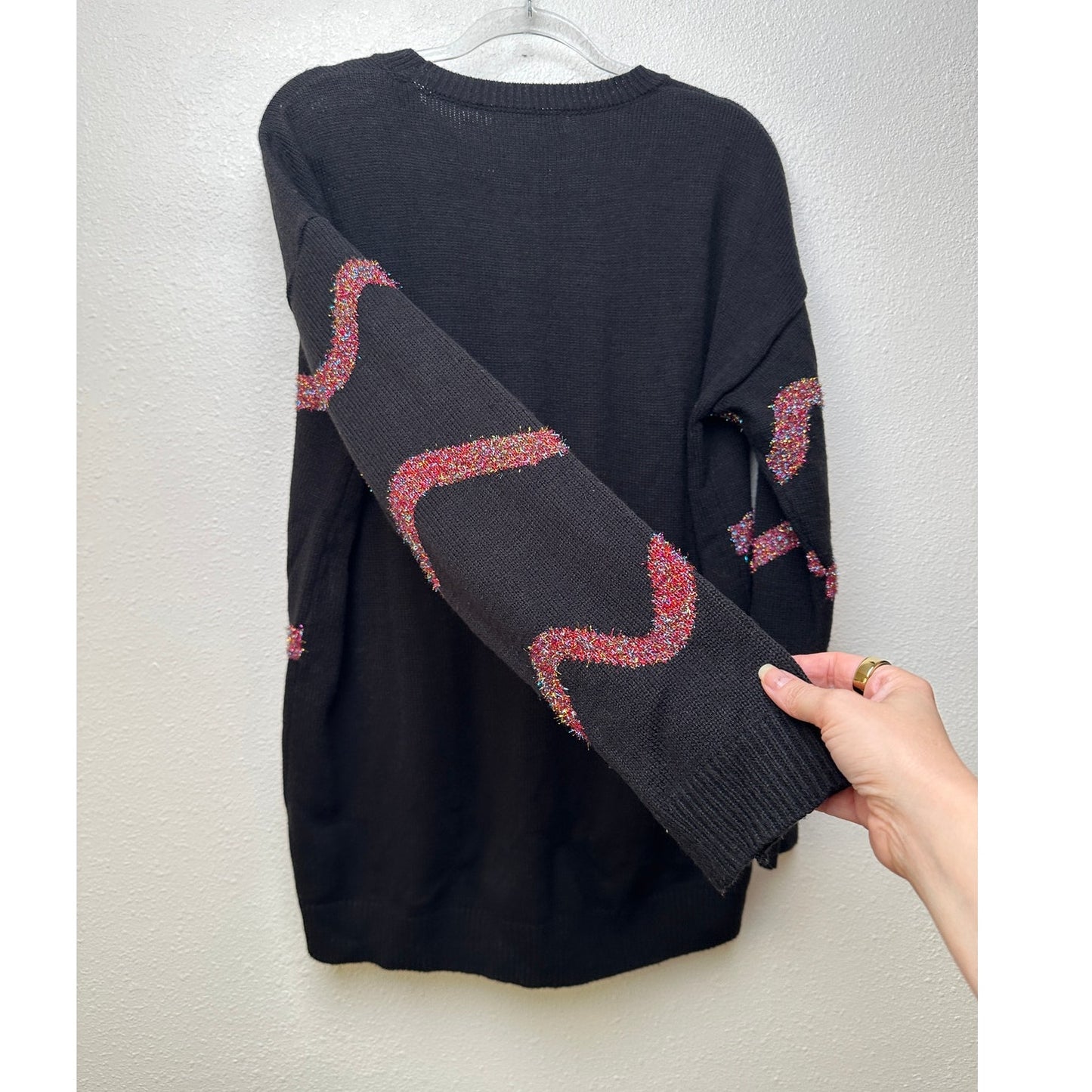 Forever 21 Plus 2X Black Sequin Ugly Christmas Sweater Dress