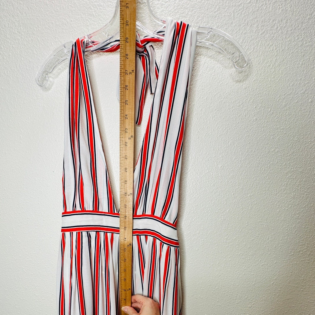 Urban Outfitters Raven White Red Blue Striped Halter Romper Jumpsuit S