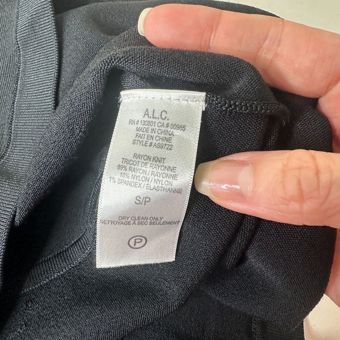 A.L.C. Jet Black A-Line Elastic Waist Knit Bandage Stretch Ruffle Flare Mini S