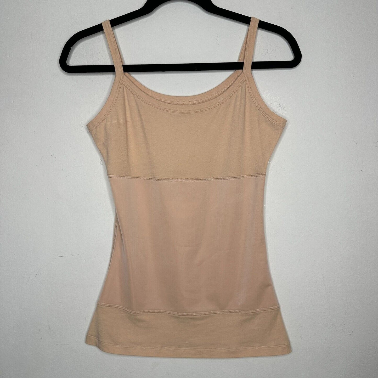Yummie Tummie Boyfriend Tan Spaghetti Strap 3-Panel Shaping Tank Scoop Top Med