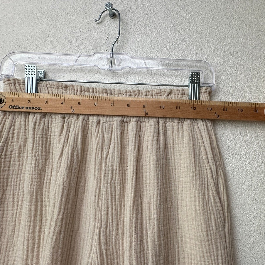 Rails Leon Crop Pants Flax Cotton Gauze Elastic Waist XS