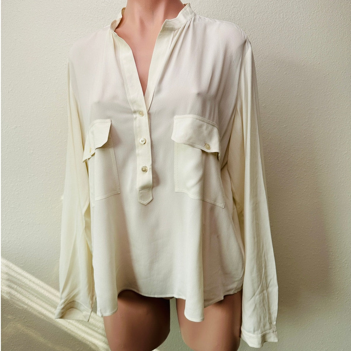 Stella McCartney Off-White Mandarin Collar Blouse Women's US 10 (EU 42)