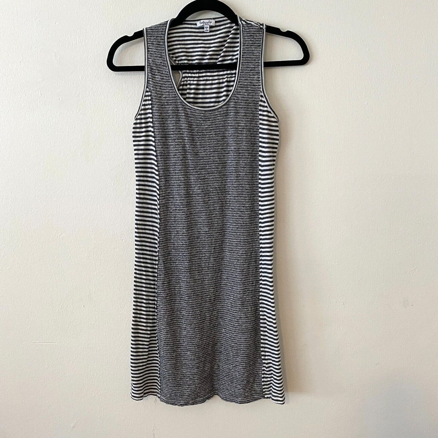 Splendid Black Gray & White Canal Stripe Colorblock Tank Dress Cover-up XS