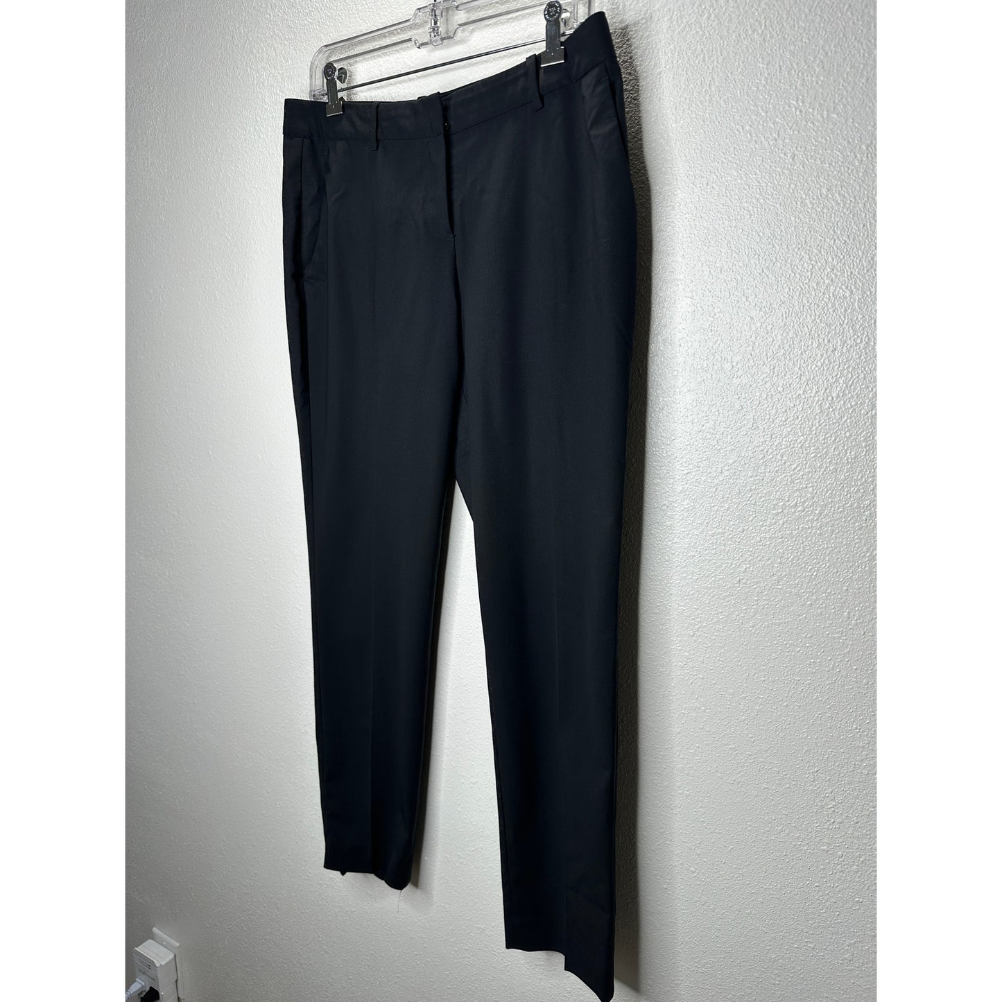 Theory Black Testra 2B Straight Leg Wool Blend Trouser Pants 8