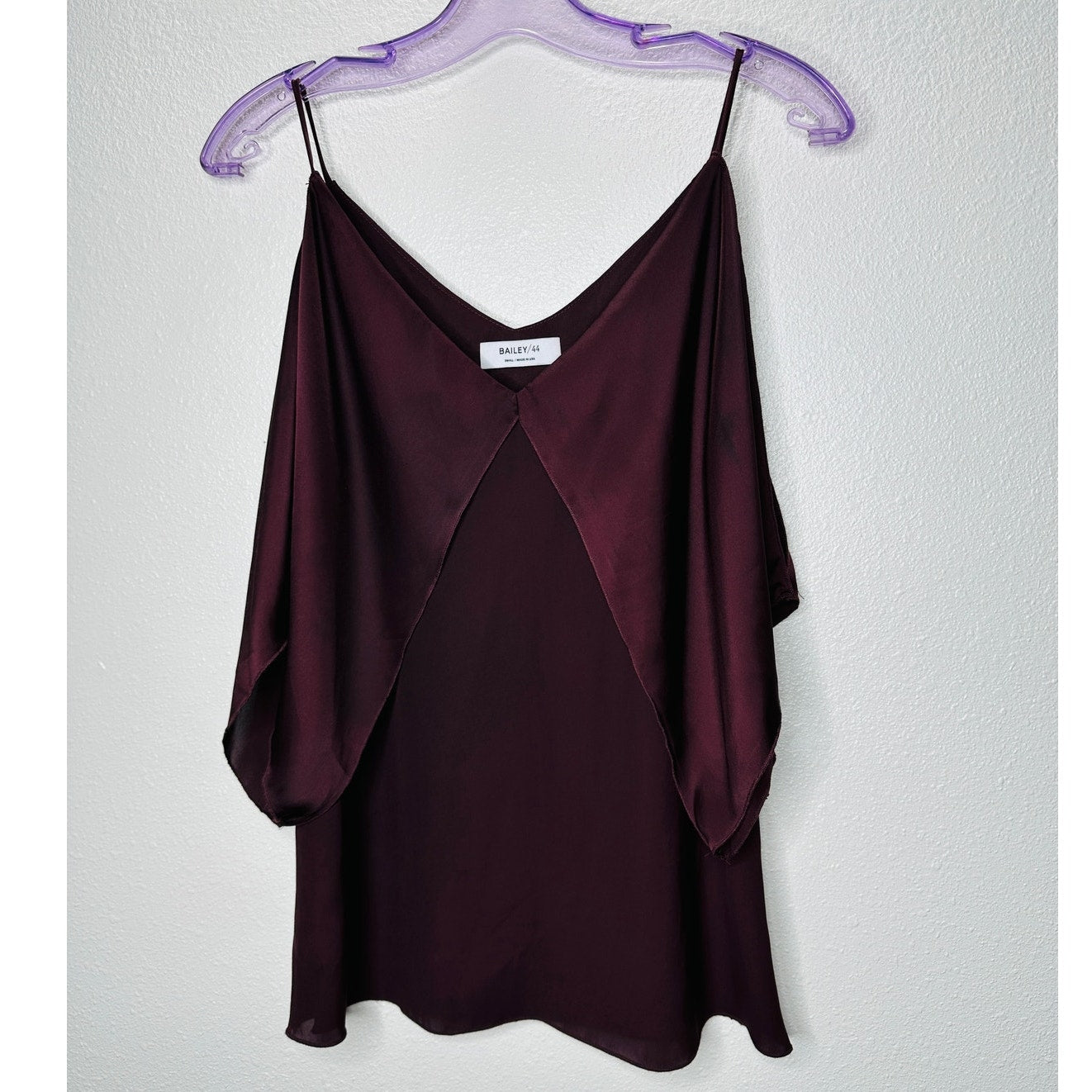 Bailey 44 Kate Burgundy Cold Shoulder Strappy V-Neck Blouse S