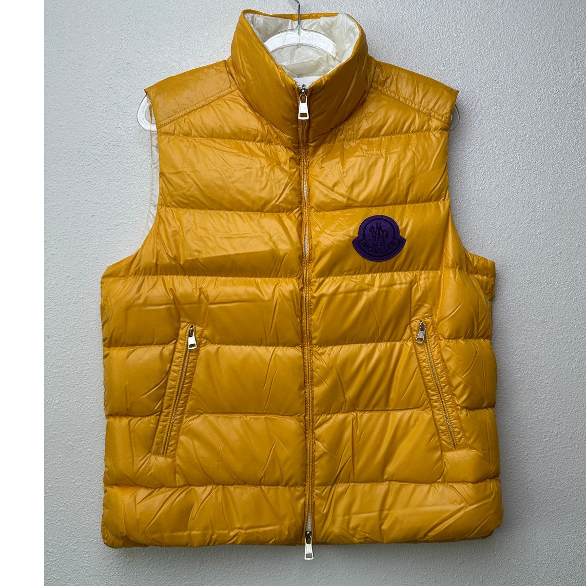 Moncler 1952 Park Down Puffer Vest Yellow Men Size 3 Zip Front