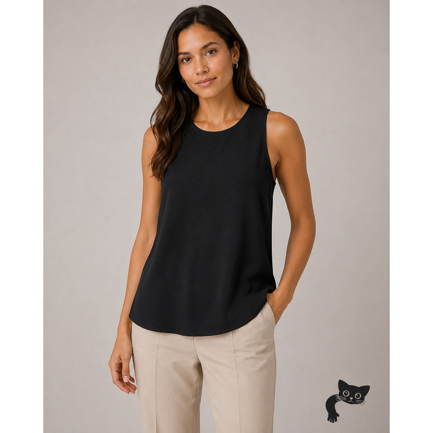 Club Monaco Black Sleeveless Round Neck Business Casual Tank Top M