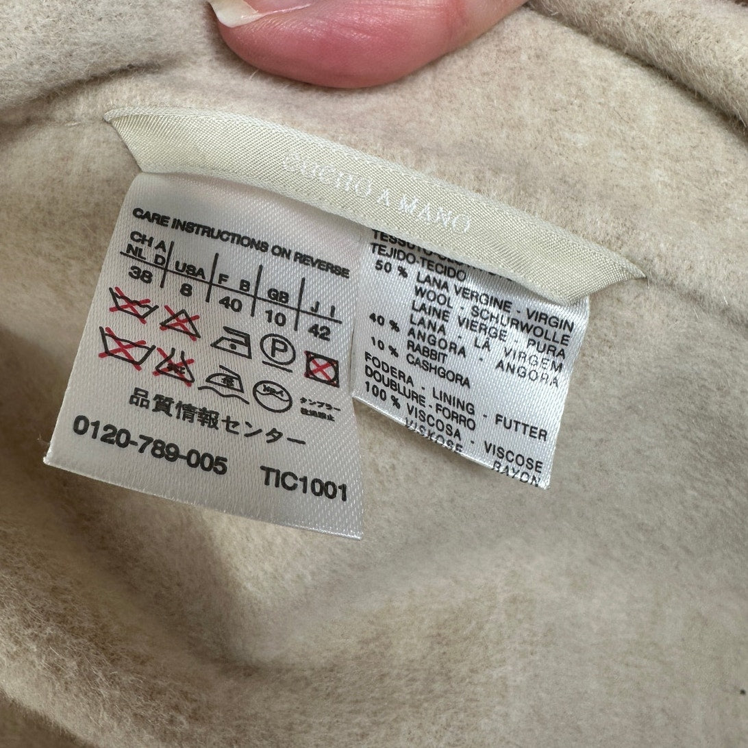 S Max Mara Tan Long Sleeve Front Zip Hooded Wool Angora Shacket 8