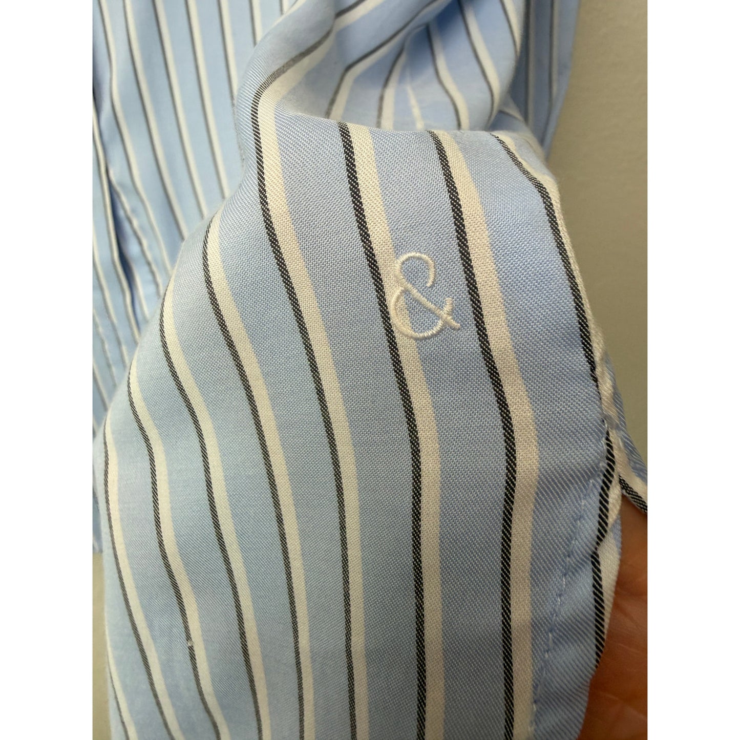 Treasure & Bond Blue Striped Boyfriend Shirt Womens XL