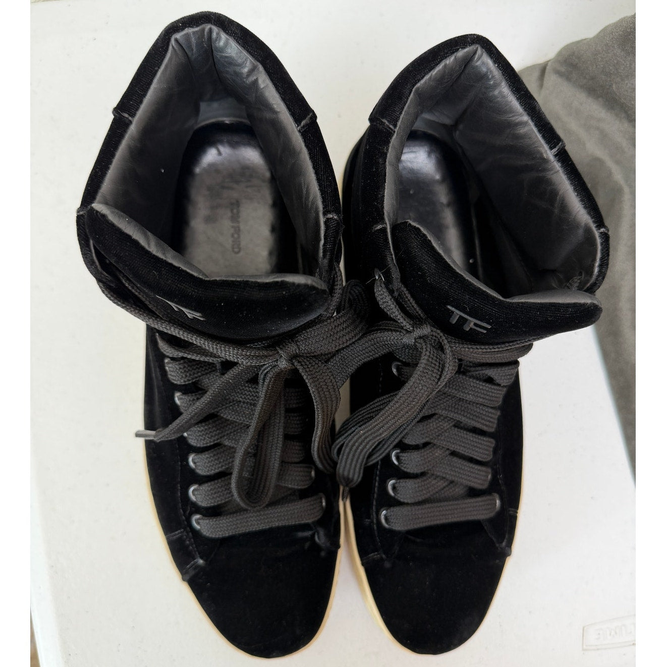 Tom Ford Black Suede High Top Sneakers Size EU 44