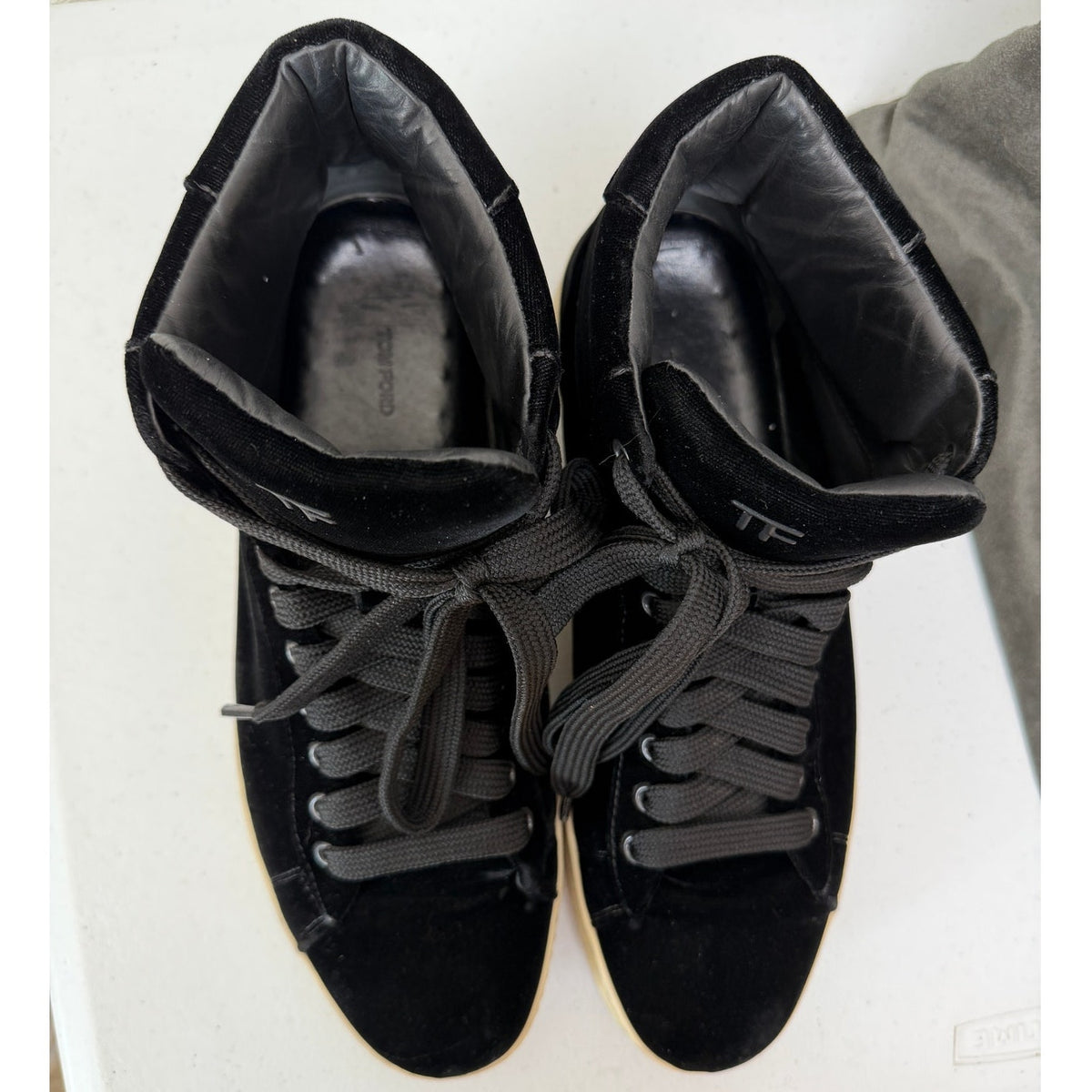 Tom Ford Black Suede High Top Sneakers Size EU 44