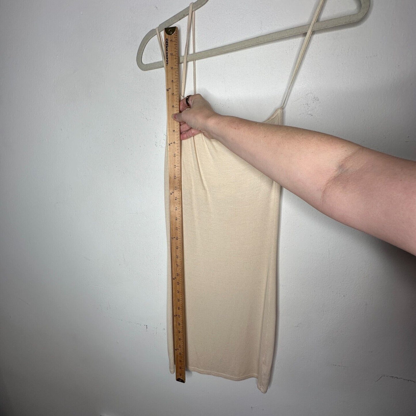 Enza Costa Sexy Cream One Shoulder Spaghetti Strap Ribbed Bodycon Mini Med