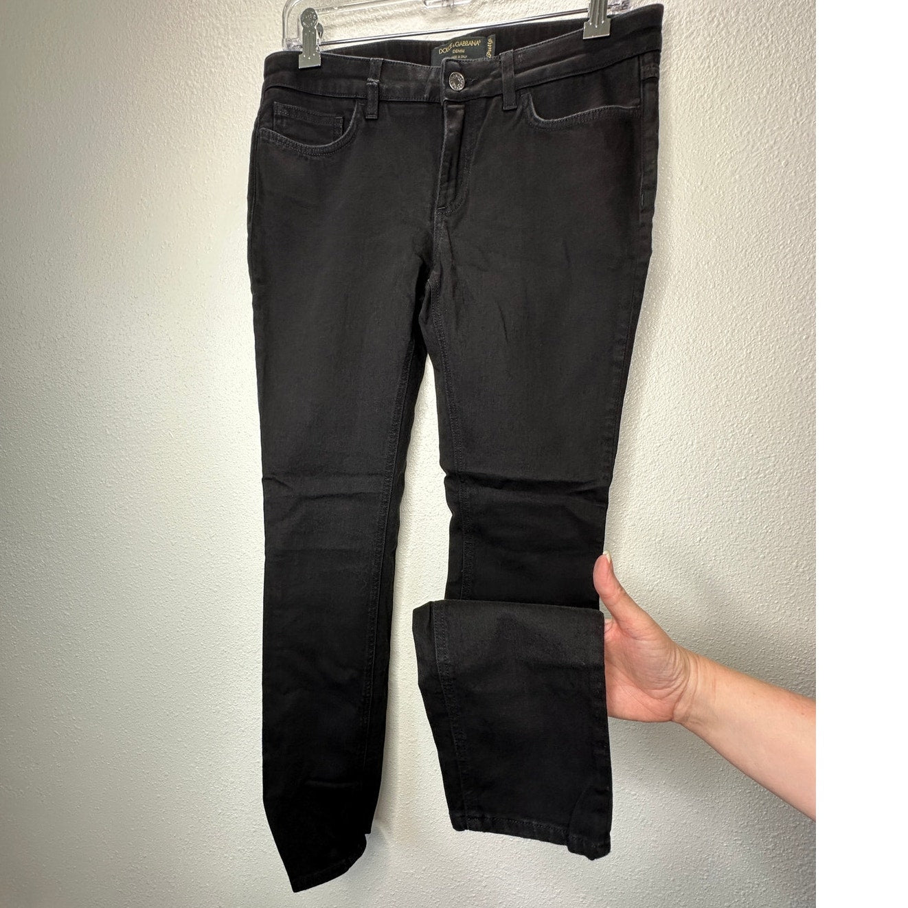 Dolce & Gabbana Black Pretty Skinny Jean Red Patch Hearts on Back 44 / L