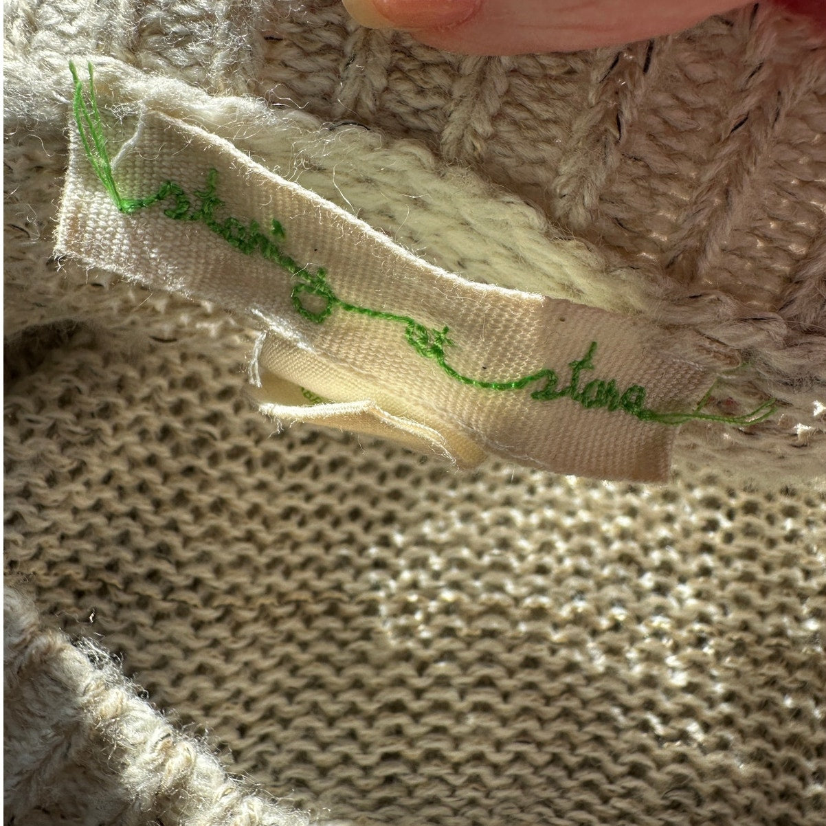 Staring at Stars Beige Tan Open Stitch Thin Round Neck Sweater Small
