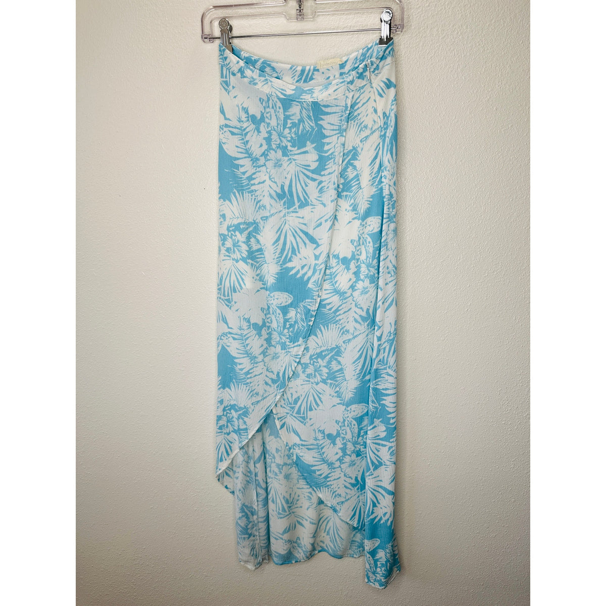 Sugarcloth SET Ivory Blue Floral Crop Top & Faux Wrap Skirt S