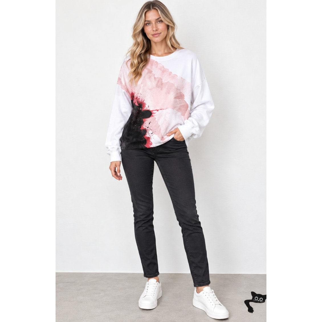 Alexander McQueen Anemone White Red Print Cotton Sweatshirt 46 / 12