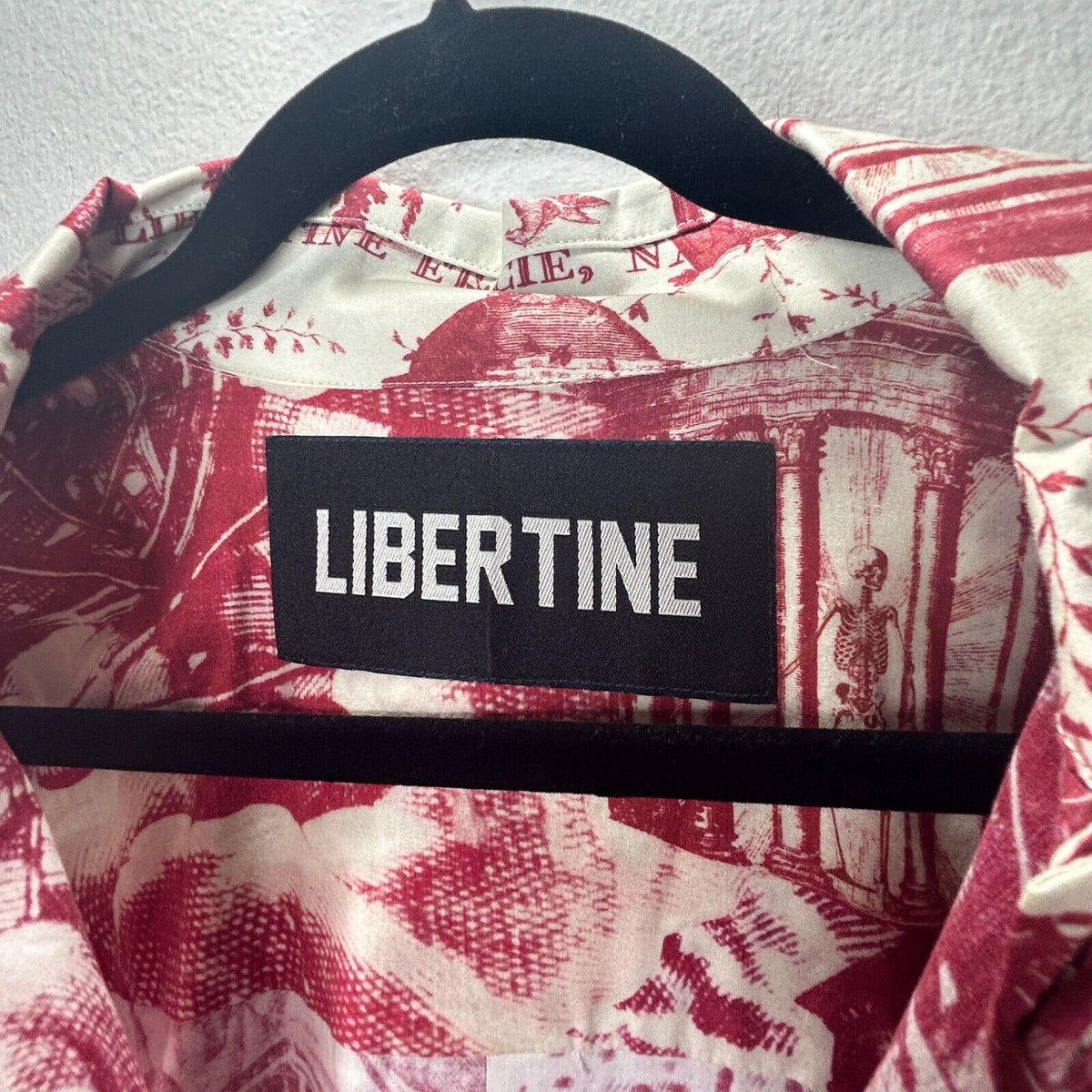 Libertine Red & Cream Toile De Nantes Print Half-Button Long Sleeve Tunic L / XL