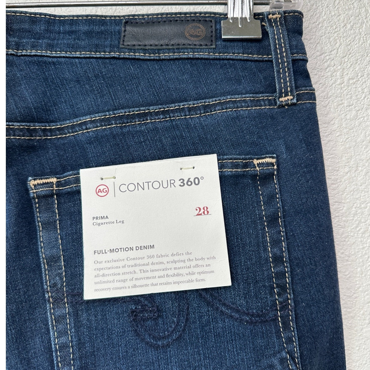 NWT AG Contour 360 Prima Cigarette Leg Jeans Dark Wash Women’s 28