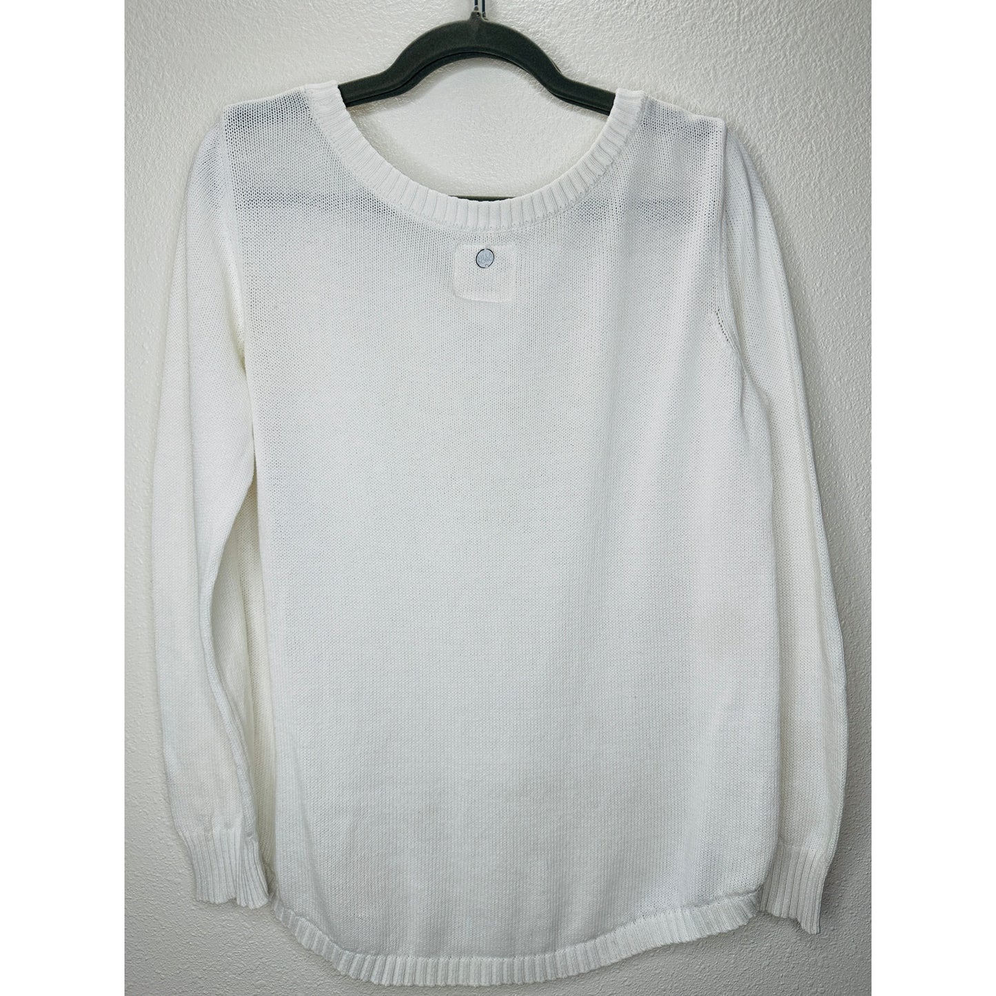 Billabong White Boat Neck High Low Shark Knit Pattern Sweater M