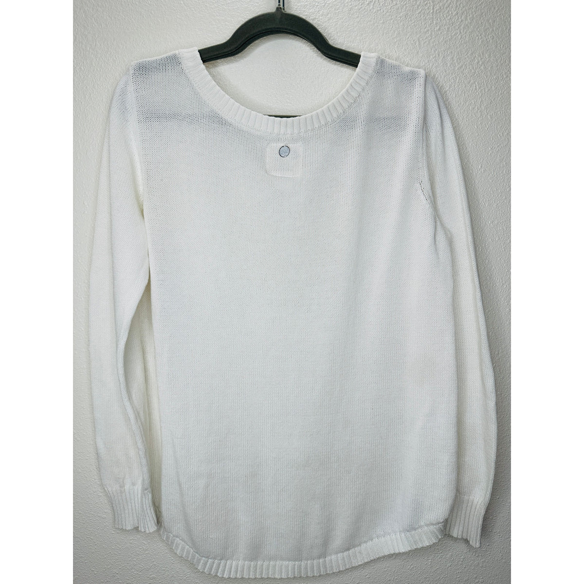 Billabong White Boat Neck High Low Shark Knit Pattern Sweater M