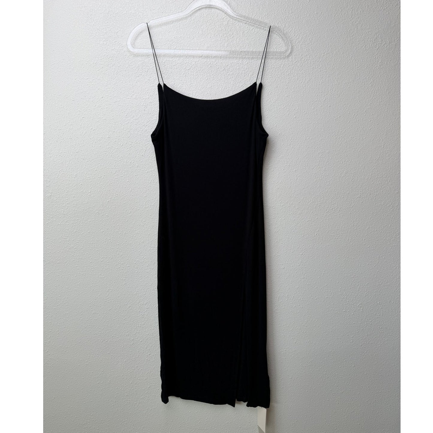 NWT Commense Black Ribbed Side Slit Midi Dress XL