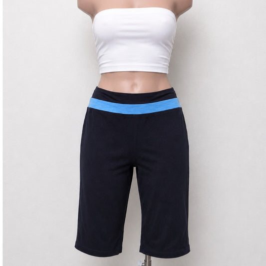 Black Cropped Leggings Aqua Heathered Striped Waist Yoga Bike Shorts Medium
